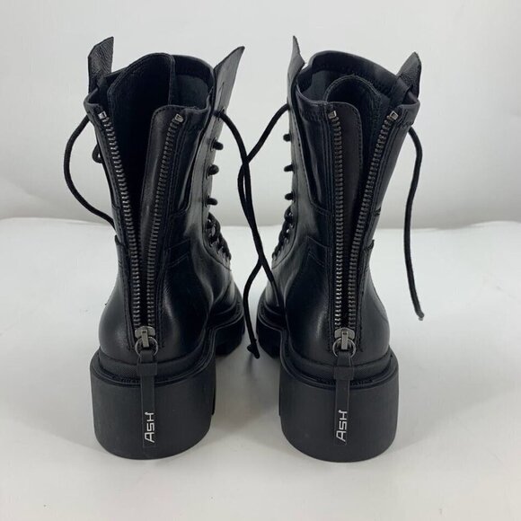 ASH Women's Madness Leather Military Rear Zip Heeled Combat Boots Size 6 NWOB - Picture 9 of 16